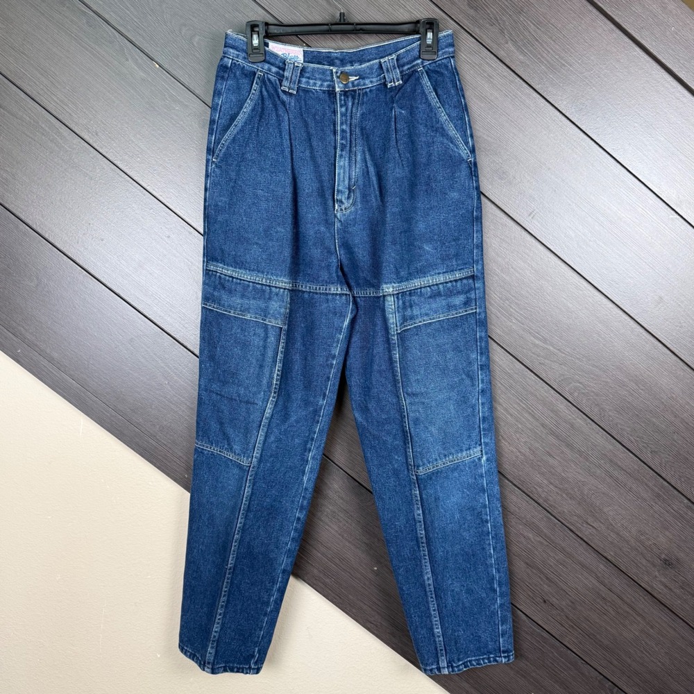 Weathered Blues VTG Women Cargo Jeans Size 13/14 Hi Rise Streetwear 90s Grunge